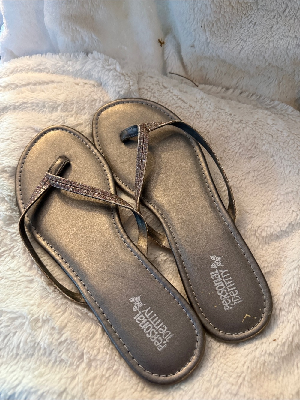 Personal Identity Silver Thong Sandals for Women
